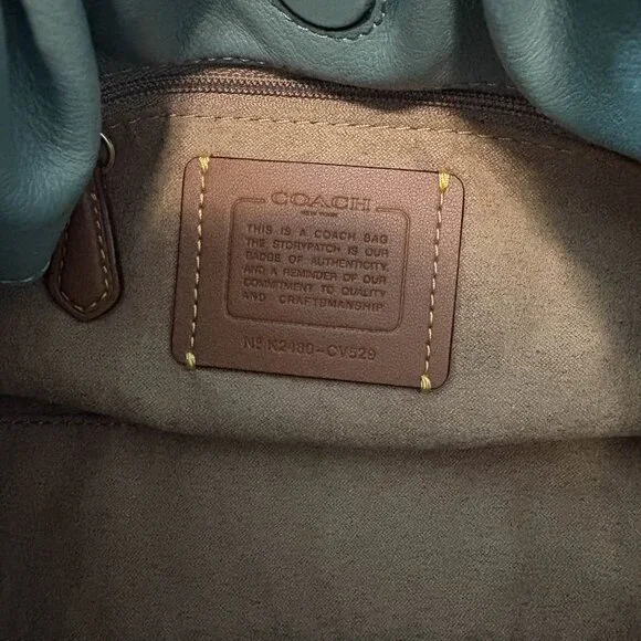 NWOT COACH Faye Shoulder Bag With Ruching Teal/Dark Green Smooth Leather - Picture 3 of 6